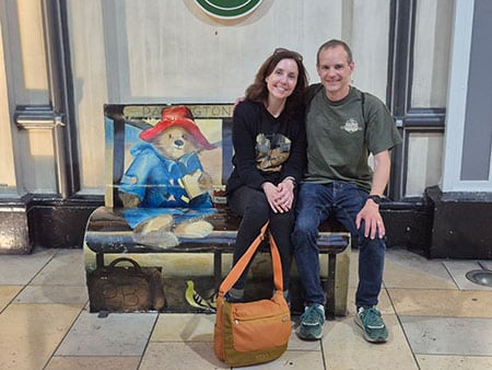 Heather and Randell at Paddington station in London