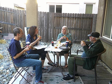 Randell and Heather having lunch with some of their family
