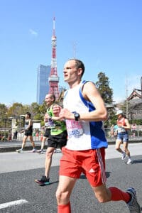 Randell running a marathon in Tokyo
